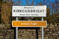 Welcome to Kirkcudbright, please drive carefully, Artists` Town sign