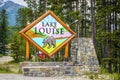 Welcome to Lake Louise, welcoming sign to the town in Canada