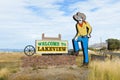 Welcome to Lakeview sign in Lake County Southern Oregon with cowboy sign