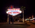 Welcome to Las Vegas Sign at night - Las Vegas, Nevada, USA Royalty Free Stock Photo