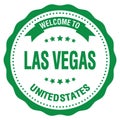 WELCOME TO LAS VEGAS - UNITED STATES, words written on green stamp