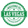 WELCOME TO LAS VEGAS - UNITED STATES, words written on green stamp