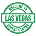 WELCOME TO LAS VEGAS - UNITED STATES, words written on green stamp