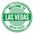 WELCOME TO LAS VEGAS - UNITED STATES, words written on green stamp