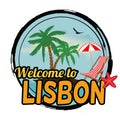 Welcome to Lisbon concept in vintage graphic style