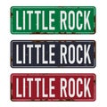 Welcome to Little Rock California set road sign vintage illustration ON WHITE Royalty Free Stock Photo