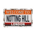 Welcome to London Chelsea Skyline RUSTED VINTAGE GRUNGY PLATE SIGN
