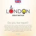 Welcome to London, Great Britain, travel desing background, poster, vector illustration.