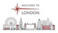Welcome to London poster in linear style