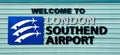 Welcome to London Southend Airport sign. Southend on Sea, Essex, UK