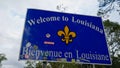 Welcome to Louisiana street sign at the state border - SHREVEPORT, UNITED STATES - NOVEMBER 04, 2022