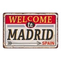 Welcome to Madrid Spain road sign vector