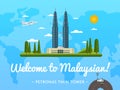 Welcome to Malaysia poster with famous attraction
