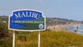Welcome to Malibu sign at the PCH - MALIBU, USA - MARCH 29, 2019 Royalty Free Stock Photo