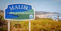 Welcome to Malibu sign at the PCH - MALIBU, USA - MARCH 29, 2019 Royalty Free Stock Photo