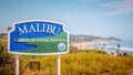 Welcome to Malibu sign at the PCH - MALIBU, USA - MARCH 29, 2019 Royalty Free Stock Photo