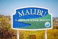 Welcome to Malibu sign at the PCH - MALIBU, USA - MARCH 29, 2019 Royalty Free Stock Photo