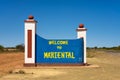 Welcome to Mariental road sign between Windhoek and Keetmanshoop in Namibia