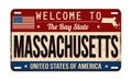 Welcome to Massachusetts vintage rusty license plate Royalty Free Stock Photo