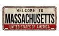 Welcome to Massachusetts vintage rusty metal plate Royalty Free Stock Photo