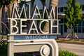 Welcome to Miami Beach sign on 5th Street Royalty Free Stock Photo
