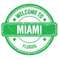 WELCOME TO MIAMI - FLORIDA, words written on green stamp Royalty Free Stock Photo