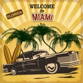 Welcome to Miami retro poster Royalty Free Stock Photo