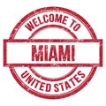 WELCOME TO MIAMI - UNITED STATES, words written on red stamp Royalty Free Stock Photo