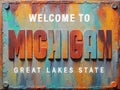 Welcome to Michigan Rusted Street Sign Royalty Free Stock Photo