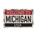 Welcome to Michigan vintage rusty metal sign on a white background, vector illustration Royalty Free Stock Photo