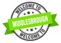 welcome to Middlesbrough. Welcome to Middlesbrough isolated stamp.