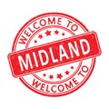 Welcome to Midland. Impression of a round stamp with a scuff