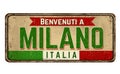 Welcome To Milan In Italian Language,vintage Rusty Metal Sign