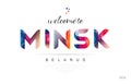 Welcome to minsk belarus card and letter design typography icon