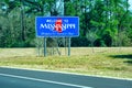 Welcome to Mississippi road sign along the interstate Royalty Free Stock Photo