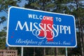 Welcome to Mississippi Road Sign Royalty Free Stock Photo