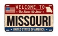 Welcome to Missouri vintage rusty license plate Royalty Free Stock Photo