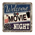 Welcome to movie night vintage rusty metal sign Royalty Free Stock Photo