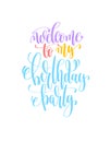 Welcome to my birthday party hand lettering poster