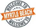 welcome to Myrtle Beach orange ribbon stamp Royalty Free Stock Photo