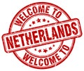 welcome to Netherlands red round stamp