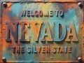 Welcome to Nevada Rusted Street Sign Royalty Free Stock Photo