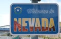 Welcome to Nevada Sign on the border with Arizona. In Laughlin, Clark County, Nevada USA
