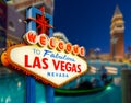 Welcome to Never Sleep city Las Vegas, Nevada Sign with the heart of Las Vegas scene in blur background. all logo had been Royalty Free Stock Photo