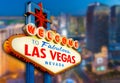 Welcome to Never Sleep city Las Vegas, Nevada Sign with the heart of Las Vegas scene in blur background. all logo had been Royalty Free Stock Photo