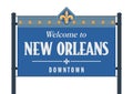 Welcome to New Orleans Downtown road sign