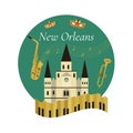 Welcome to New Orleans poster with famous symbols