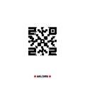 Welcome to the new year 2022! Entry is possible only by QR code. An actual New Year`s card with a stylized pixel snowflake Royalty Free Stock Photo
