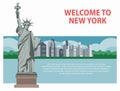 Welcome To New York Poster For USA Travel Of America Famous Landmarks And Tourist Attractions