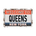 Welcome to New York queens vintage rusty metal sign on a white background, vector illustration Royalty Free Stock Photo